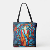 Retro 60s Glas in lood Kaars Tote Bag (Achterkant)