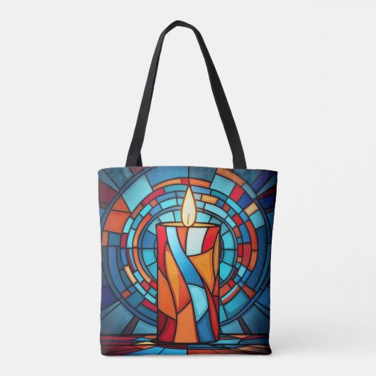Retro 60s Glas in lood Kaars Tote Bag (Achterkant)