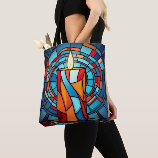 Retro 60s Glas in lood Kaars Tote Bag (Dichtbij)