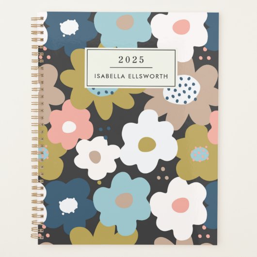 Retro 60s Groovy Bloemen Gepersonaliseerd 2025 Planner (Voorkant)