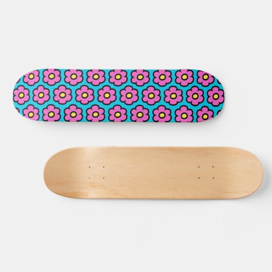 Retro 60s Groovy Bloempatroon Bloemen Persoonlijk Skateboard (Horizontaal)