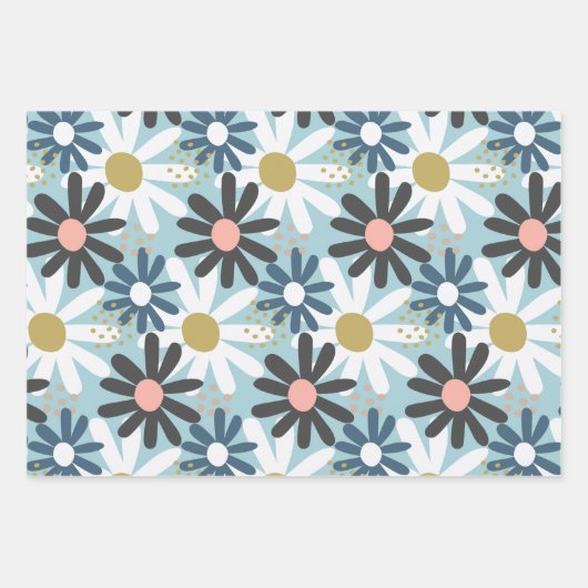 Retro 60s Groovy Funky Floral Flower Pattern Inpakpapier Vel (Voorkant 3)