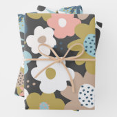 Retro 60s Groovy Funky Floral Flower Pattern Inpakpapier Vel (In situ)