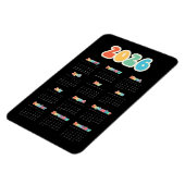 Retro 60s Hippie 2025 Zwarte kalender Magneet (Linkerzijde)