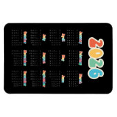Retro 60s Hippie 2025 Zwarte kalender Magneet (Horizontaal)