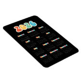 Retro 60s Hippie 2025 Zwarte kalender Magneet (Rechterzijde)