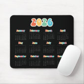 Retro 60s Hippie 2025 Zwarte kalender Muismat (Met muis)