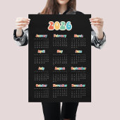 Retro 60s Hippie 2026 Zwarte kalender Poster