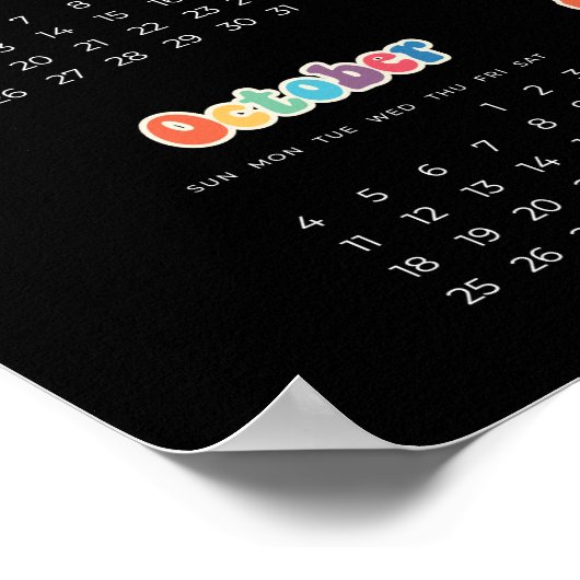 Retro 60s Hippie 2026 Zwarte kalender Poster (Hoek)