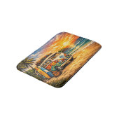 Retro 60s Hippie Beach Bus Sunset | Surf Van Life Badmat (Gekanteld)