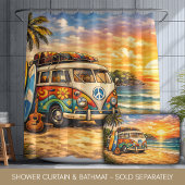 Retro 60s Hippie Beach Bus Sunset | Surf Van Life Badmat