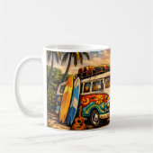 Retro 60s Hippie Beach Bus Sunset | Surf Van Life Koffiemok (Links)