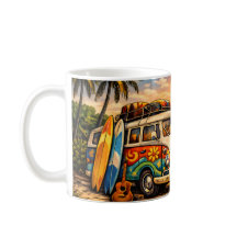 Retro 60s Hippie Beach Bus Sunset | Surf Van Life
