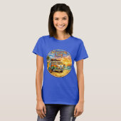 Retro 60s Hippie Beach Sunset | Adventure Van Life T-shirt (Voorkant volledig)