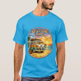 Retro 60s Hippie Beach Sunset | Adventure Van Life T-shirt