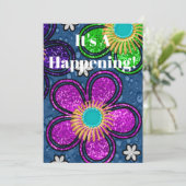 Retro 60s Hippie Flower Power Happening Party Kaart (Staand voorkant)