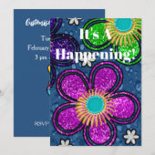 Retro 60s Hippie Flower Power Happening Party Kaart (Voorkant / Achterkant)