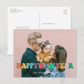 Retro 60s Hippie Fun Happy Nieuwjaar foto Briefkaart (Voorkant / Achterkant)