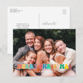 Retro 60s Hippie Fun Merry Kerstfamilie foto Briefkaart (Voorkant / Achterkant)