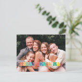 Retro 60s Hippie Fun Merry Kerstfamilie foto Briefkaart (Staand voorkant)