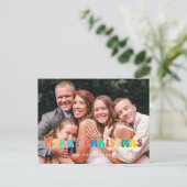 Retro 60s Hippie Fun Merry Kerstfamilie foto Feestdagenkaart (Staand voorkant)