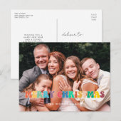 Retro 60s Hippie Fun Merry Kerstfamilie foto Feestdagenkaart (Voorkant / Achterkant)