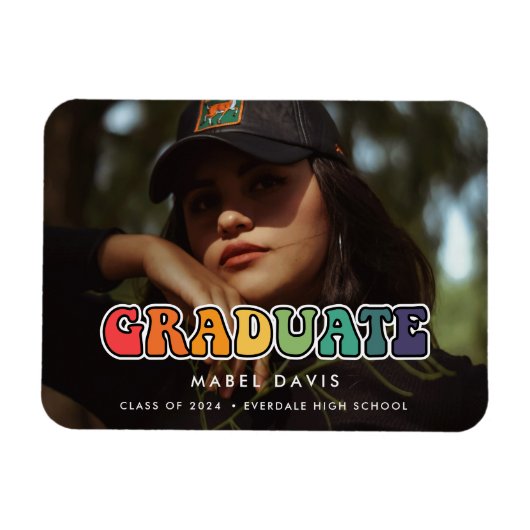 Retro 60s Hippie Fun Photo afstuderen Magneet (Horizontaal)