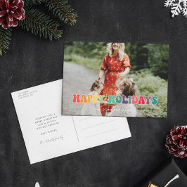 Retro 60s Hippie Fun Prettige feestdagen foto Briefkaart