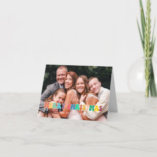 Retro 60s Hippie Fun Vrolijk Kerstfeest Familie Fo Feestdagen Kaart