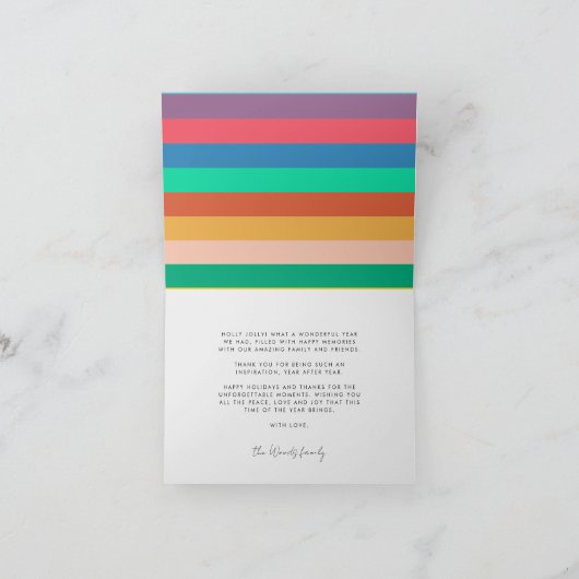 Retro 60s Hippie Fun Vrolijk Kerstfeest Familie Fo Feestdagen Kaart (Binnen)