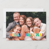 Retro 60s Hippie Fun Vrolijk Kerstfeest Familie Fo Feestdagenkaart (Voorkant)