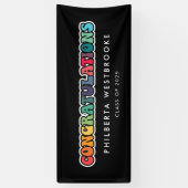 Retro 60s hippie Graduation party Gefeliciteerd Spandoek (Verticaal)