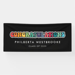 Retro 60s hippie Graduation party Gefeliciteerd Spandoek