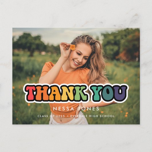 Retro 60s hippie leuk afstuderen Bedankt voor je f Briefkaart (Voorkant)