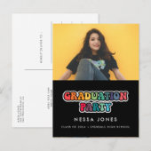 Retro 60s hippie leuke foto van afgestudeerfeest briefkaart (Voorkant / Achterkant)