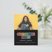 Retro 60s hippie leuke foto van afgestudeerfeest briefkaart (Staand voorkant)