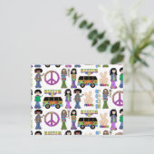Retro 60s Hippie Love Peace Briefkaart (Staand voorkant)