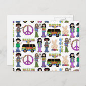 Retro 60s Hippie Love Peace Briefkaart (Voorkant / Achterkant)