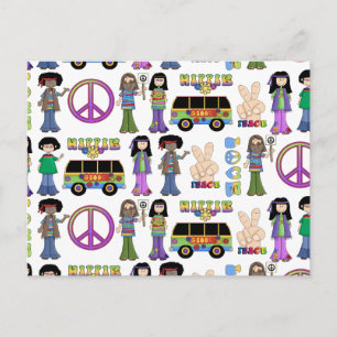 Retro 60s Hippie Love Peace Briefkaart