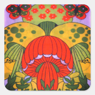 Retro 60's Hippie Mushroom Print Sticker