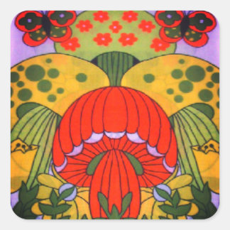  Retro 60's Hippie Mushroom Print Sticker