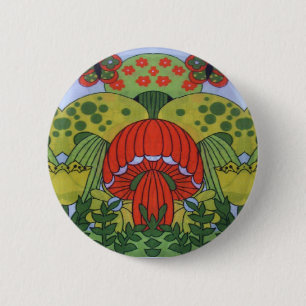  Retro 60's hippie-paddenstoel printplaat Ronde Button 5,7 Cm