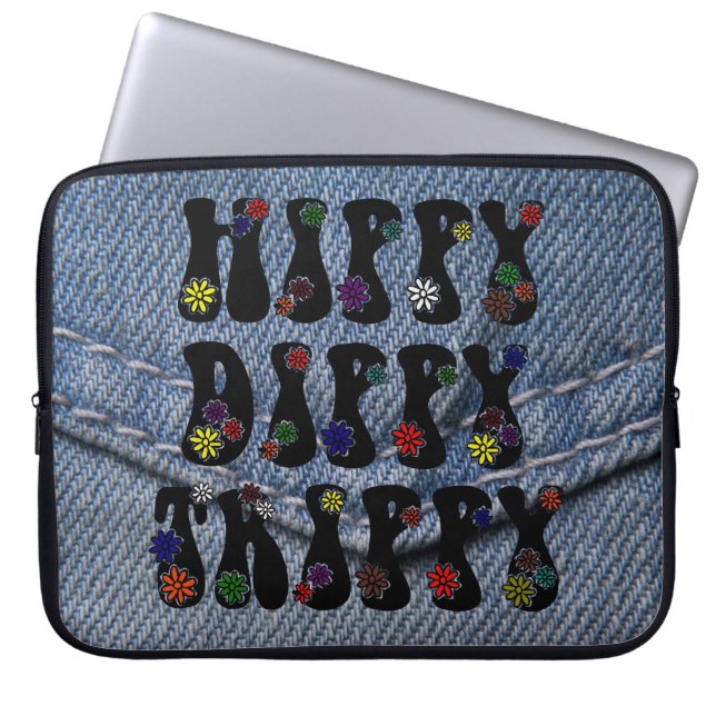 Retro 60s Hippy Dippy Trippy Laptop Sleeve (Voorkant)
