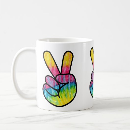 Retro 60s Hippy Peace Sign Psychedelic Koffiemok (Links)