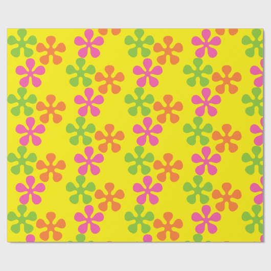 Retro 60's inpakpapier met bloemen cadeau (Vlak)