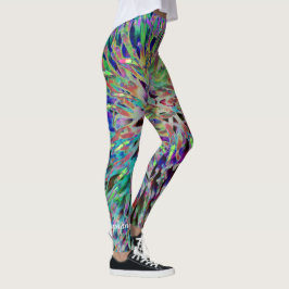 Retro 60s Jewel Tones Abstract, Persoonlijke naam Leggings
