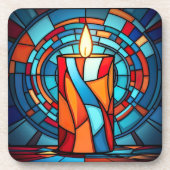 Retro 60s kerstkaars bier onderzetter (Voorkant)