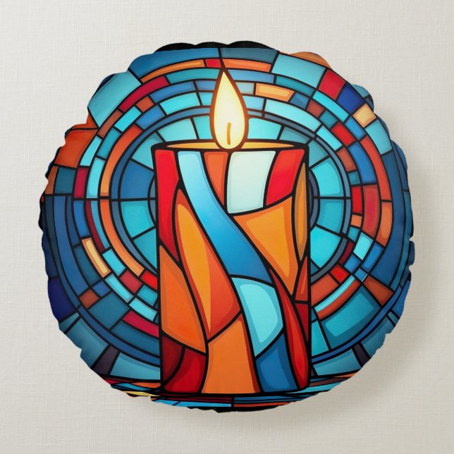 Retro 60s kerstkaars rond kussen (Voorkant)