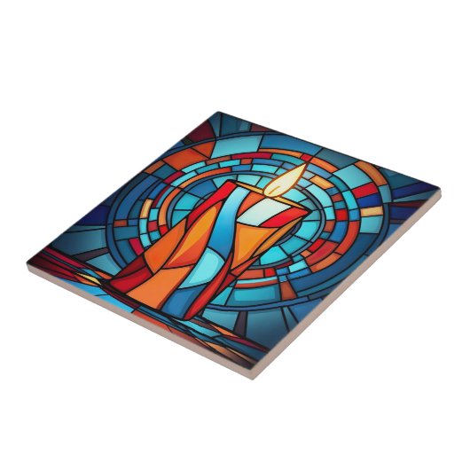 Retro 60s kerstkaars tegeltje (Zijkant)