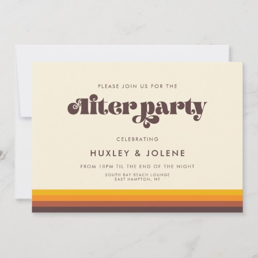 Retro 60s  kleuren bruiloft na feest kaart (Voorkant)